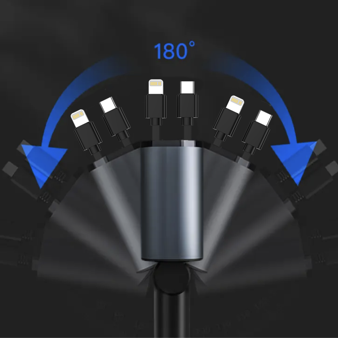 4 in 1 Retractable 100W Car Charger with Dual Super Fast Retractable Cables and Type-C & USB Car Charger Adapter. - Dudao India