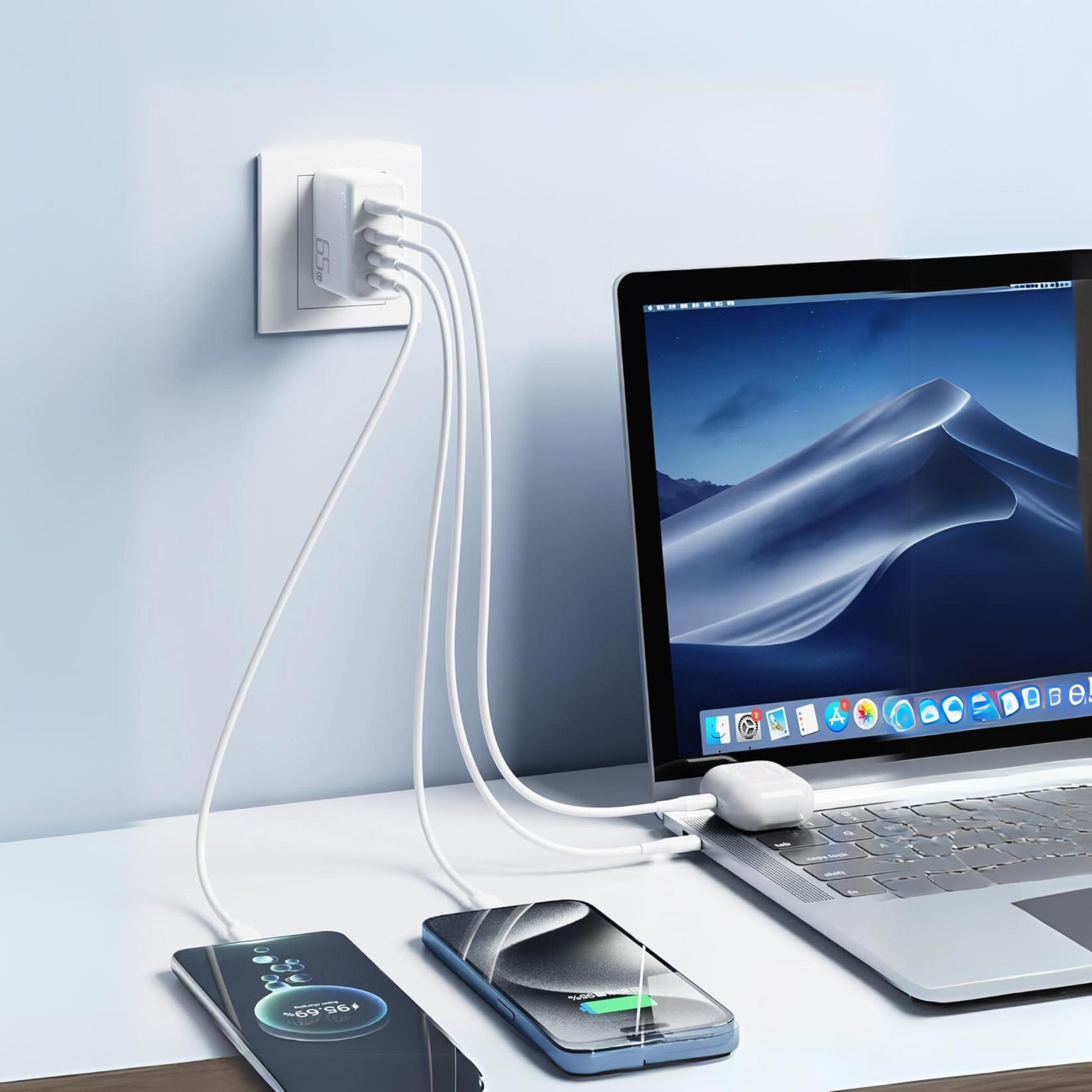 65W Quick Charge 4 port QC, PD GaN Adapter with 100W Type-C Cable (2M) - Dudao India