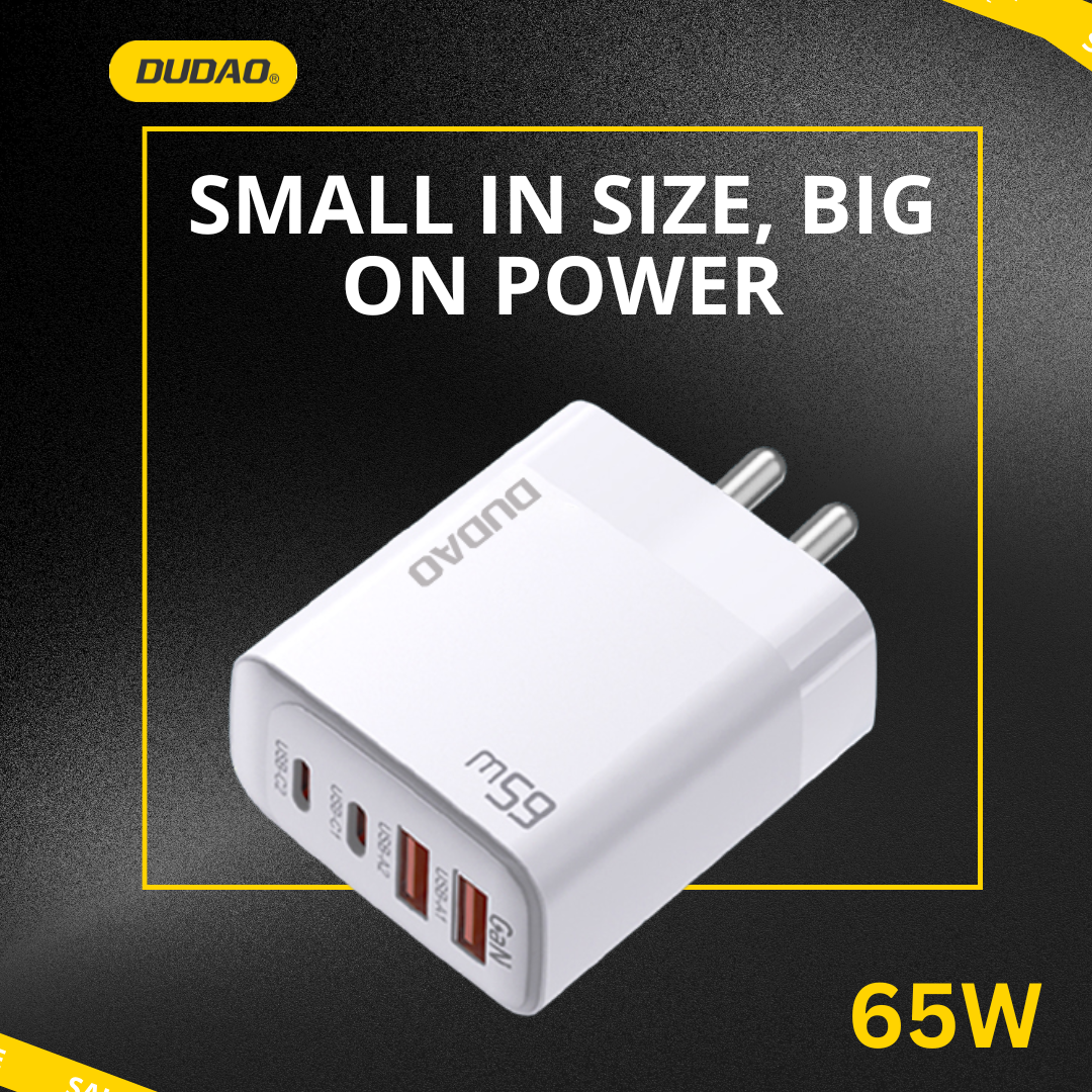 65W Quick Charge 4 port QC, PD GaN Adapter with 100W Type-C Cable (2M) - Dudao India