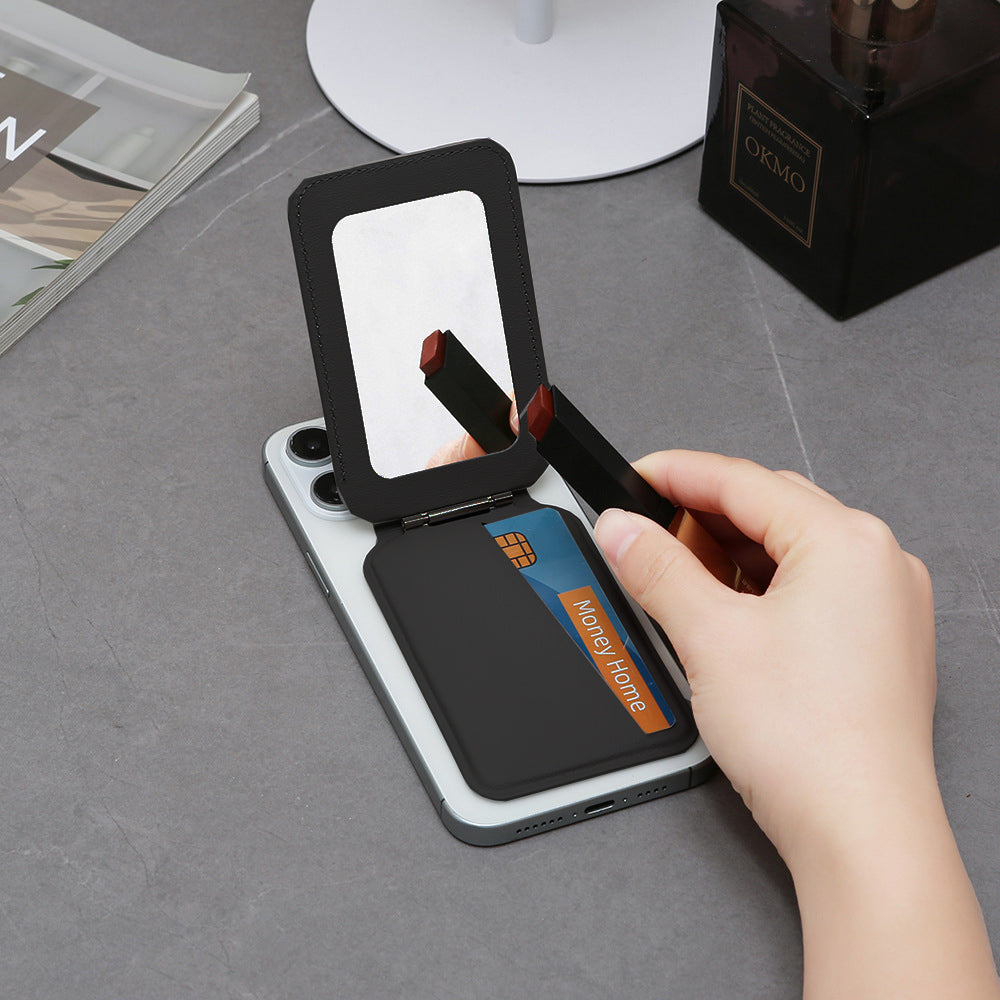 MONTARO- Bi-Fold Magsafe Card Wallet Stand with Mirror